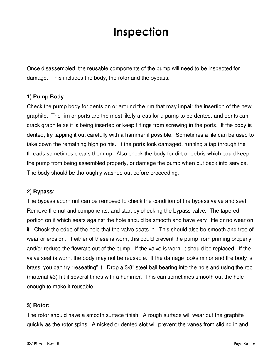 Inspection | AXEON Fluid-O-Tech Repair Rebuild User Manual | Page 8 / 16