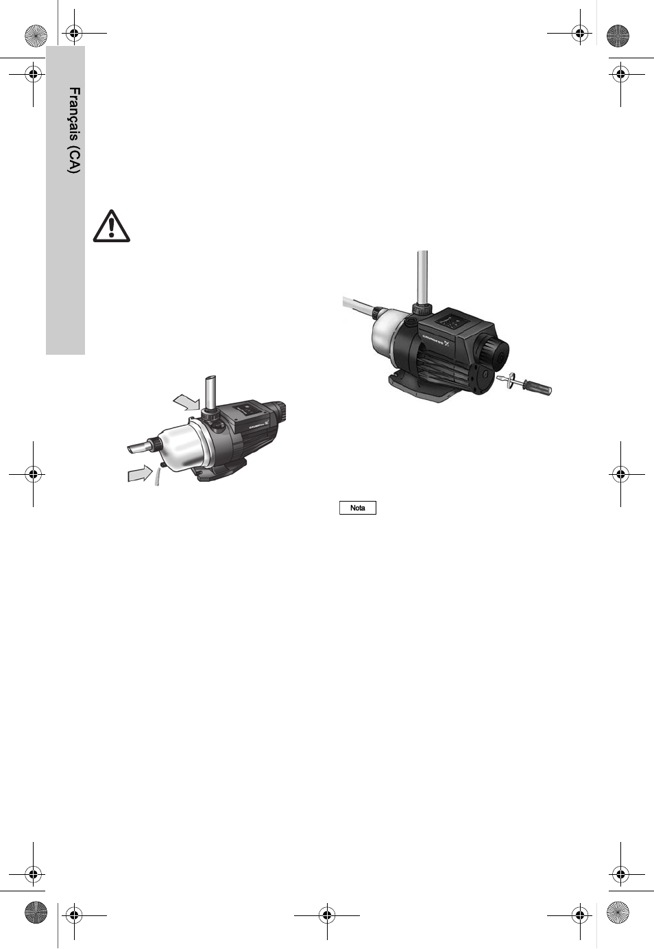 Maintenance, Kits de service, Démarrage après une longue période d'inactivité | Service, Avertissement, Français (ca) 10. maintenance | AXEON Grundfos MQ-Series User Manual | Page 56 / 68