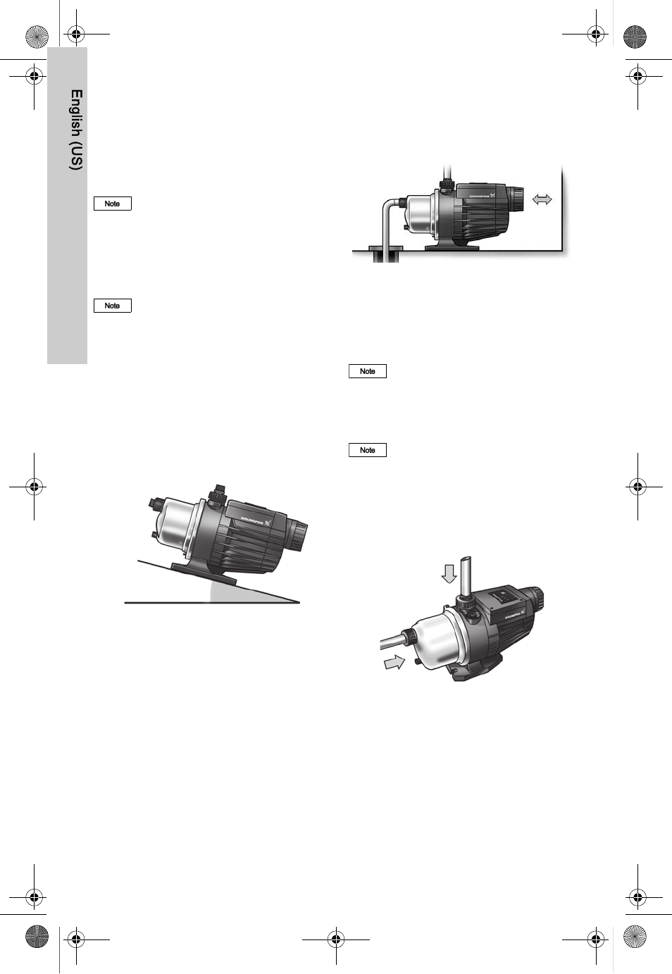 Mechanical installation, Location, Foundation | Space requirement, Pipework, English (us) 7. mechanical installation, 1 location, 2 foundation, 3 space requirement, 4 pipework | AXEON Grundfos MQ-Series User Manual | Page 8 / 68