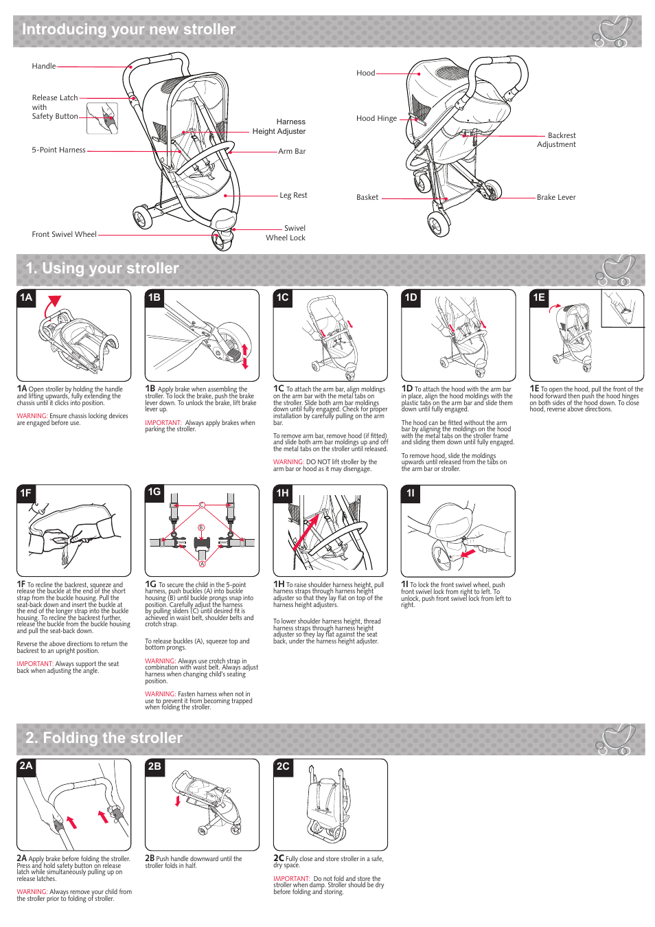 Vigour, Using your stroller 2. folding the stroller, Introducing your new stroller | Britax Verve User Manual | Page 3 / 3