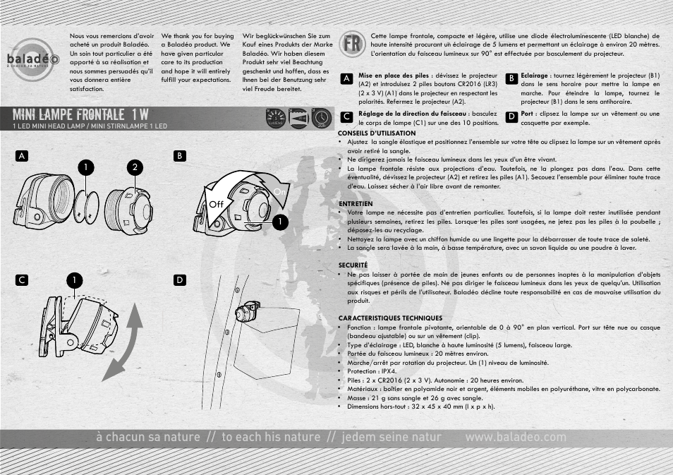 Baladeo PLR404 User Manual | 2 pages