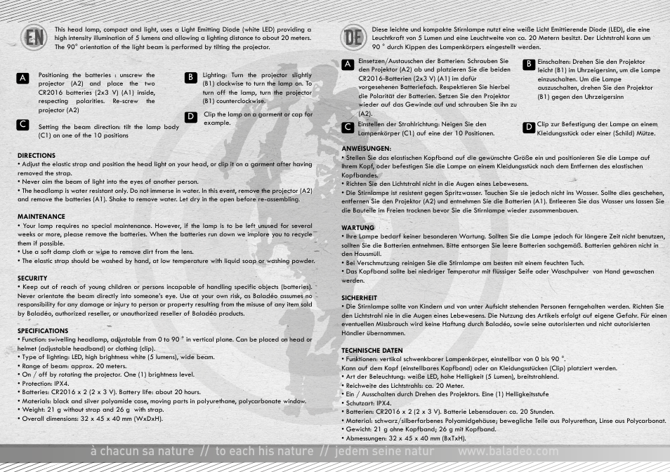 De en | Baladeo PLR404 User Manual | Page 2 / 2