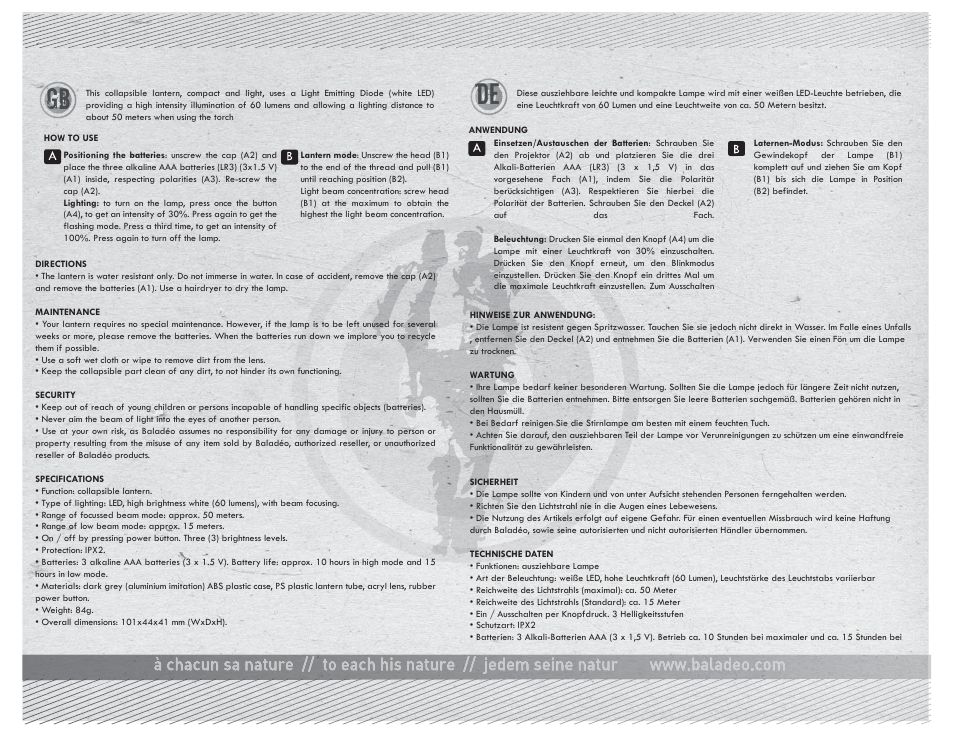 Gb de | Baladeo PLR433 User Manual | Page 2 / 2