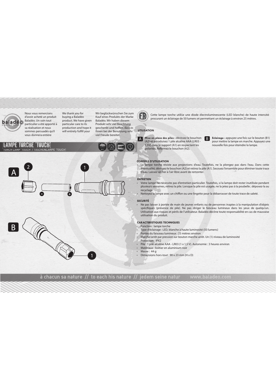 Baladeo PLR434 User Manual | 2 pages