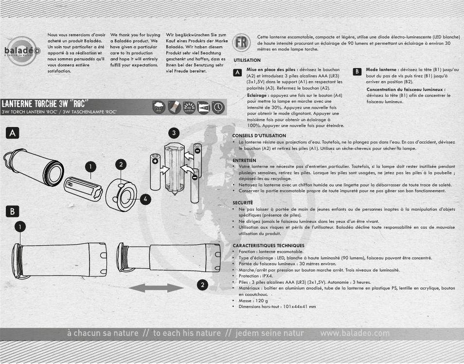 Baladeo PLR425 User Manual | 2 pages