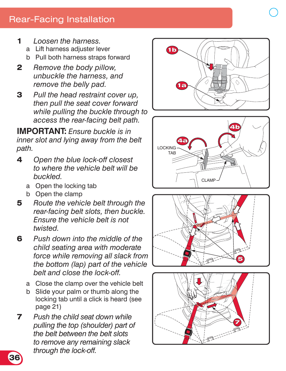 Important, Rear-facing installation | Britax BOULEVARD 70 CS User Manual | Page 38 / 72