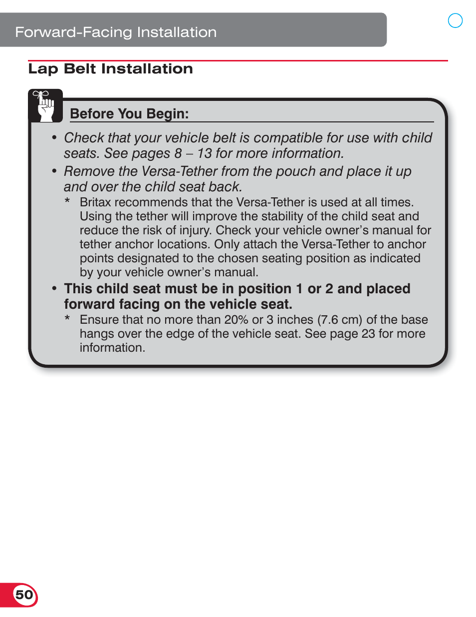 Britax BOULEVARD 70 CS User Manual | Page 52 / 72
