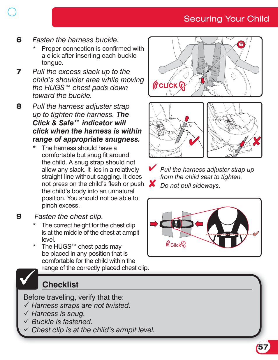 Checklist, Securing your child | Britax BOULEVARD 70 CS User Manual | Page 59 / 72
