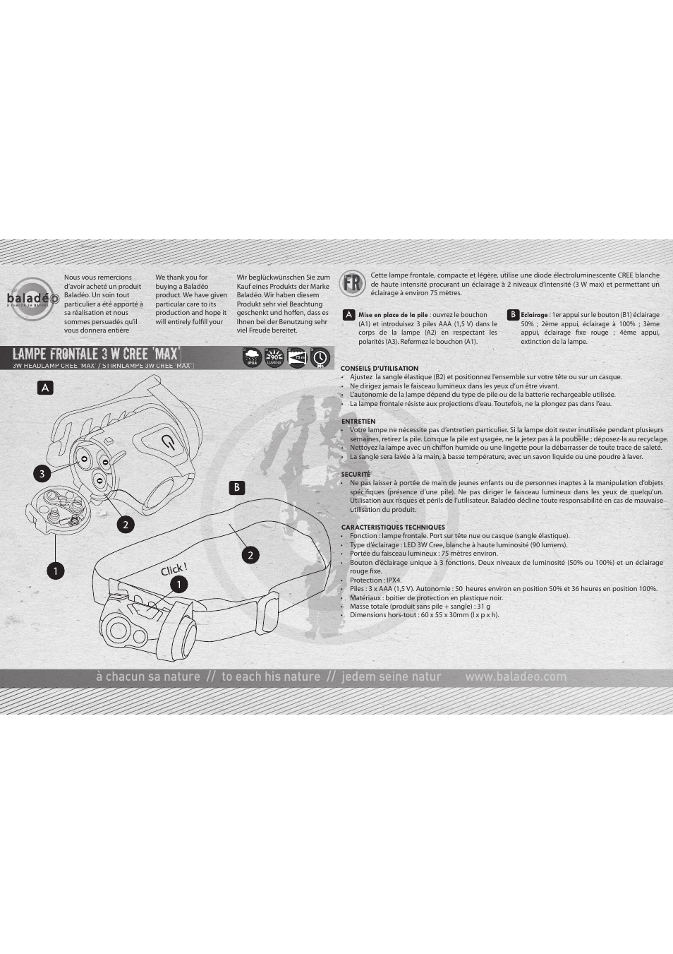 Baladeo PLR435 User Manual | 2 pages
