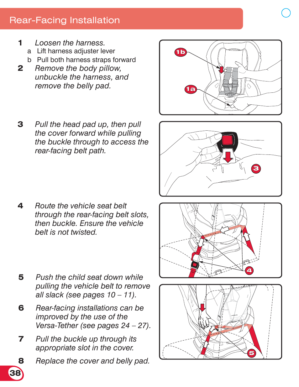 Rear-facing installation | Britax MARATHON 70 User Manual | Page 40 / 70