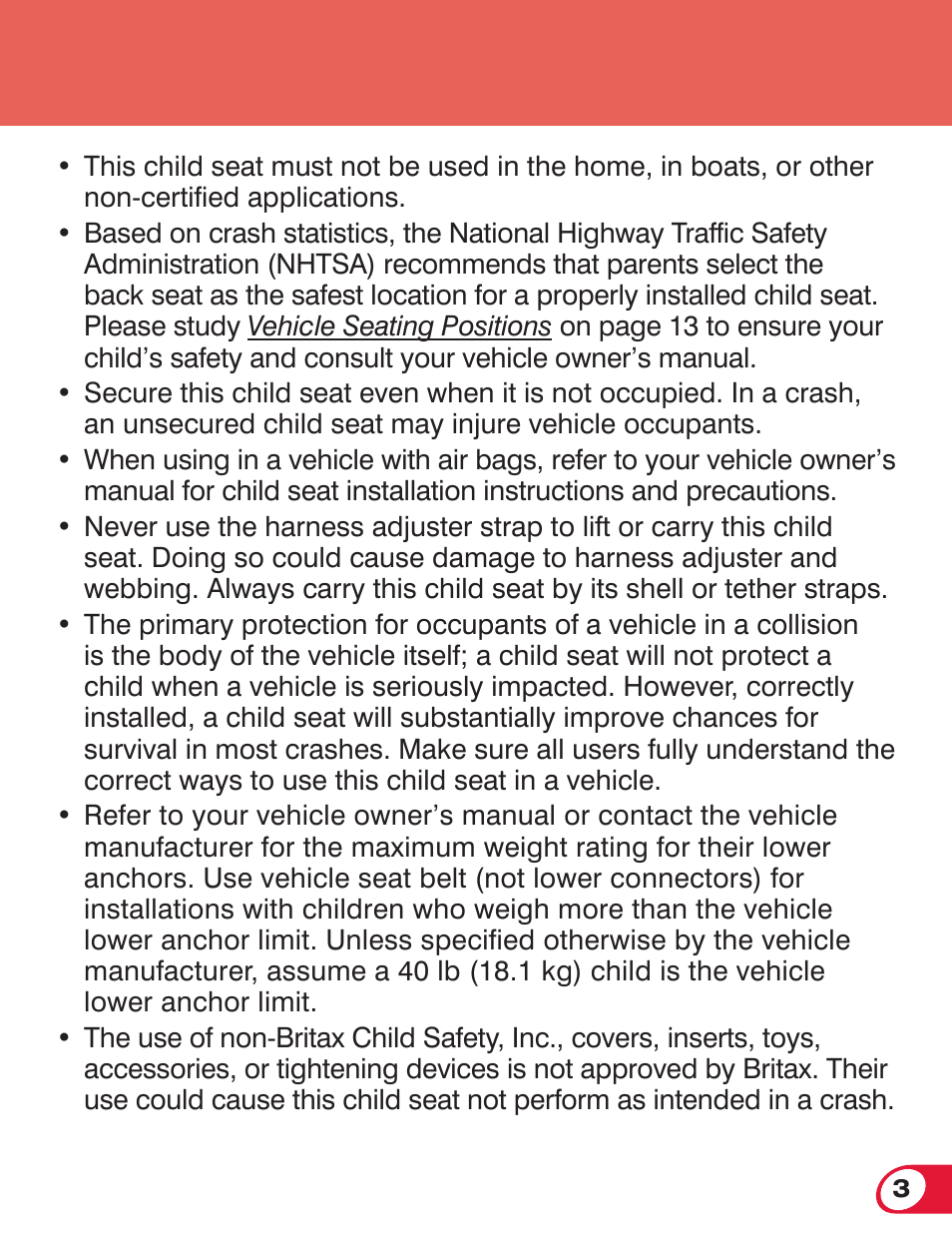 Britax MARATHON 70 User Manual | Page 5 / 70
