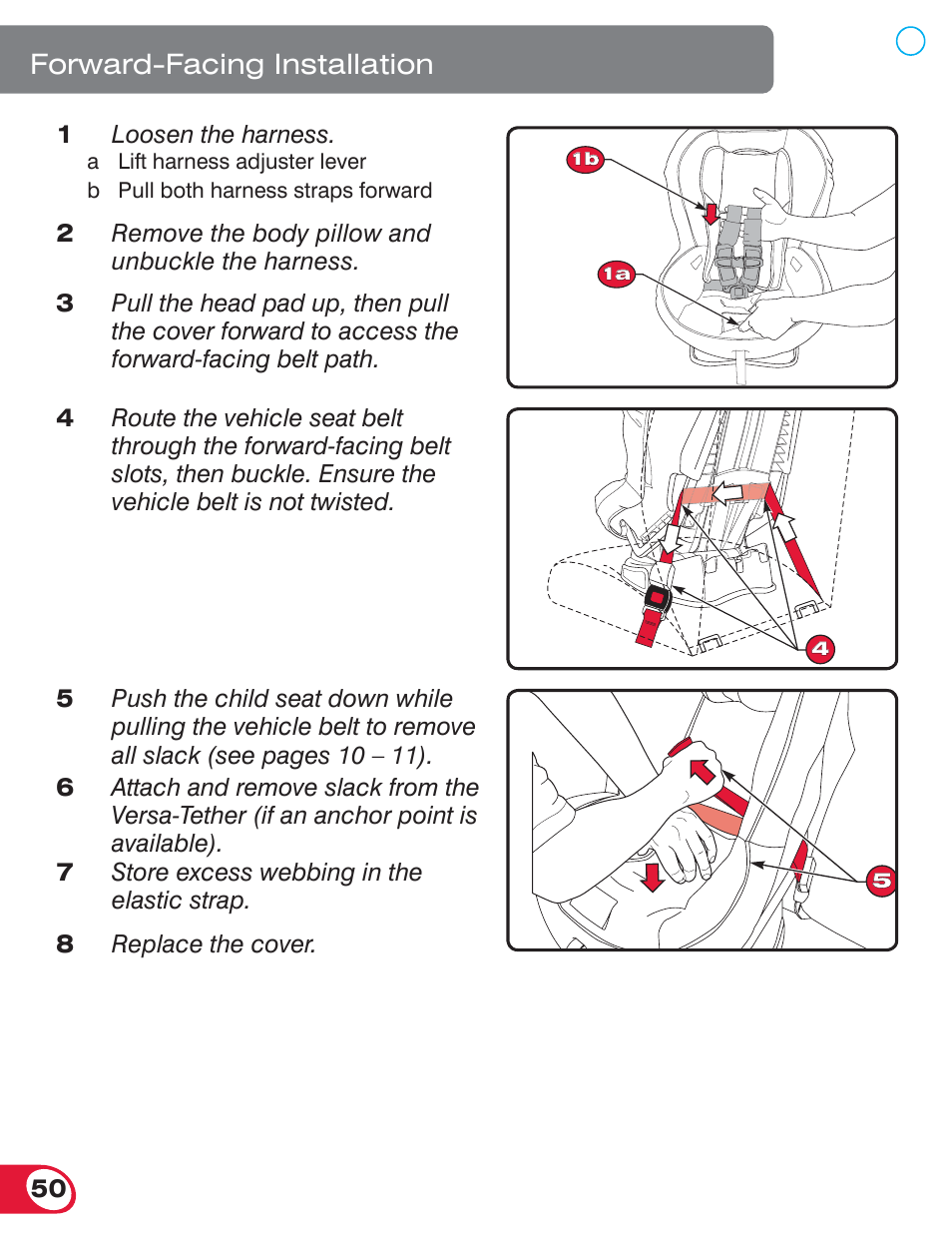 Forward-facing installation | Britax MARATHON 70 User Manual | Page 52 / 70