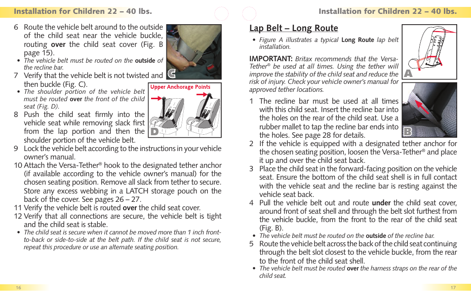 Lap belt – long route | Britax Regent User Manual | Page 10 / 22