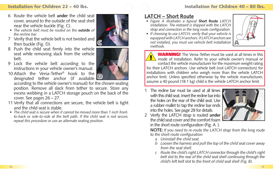 Ca d, Latch – short route | Britax Regent User Manual | Page 11 / 22