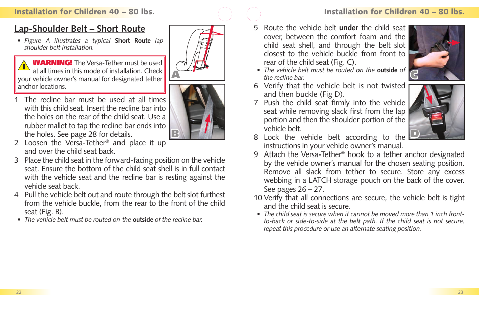 Lap-shoulder belt – short route | Britax Regent User Manual | Page 13 / 22