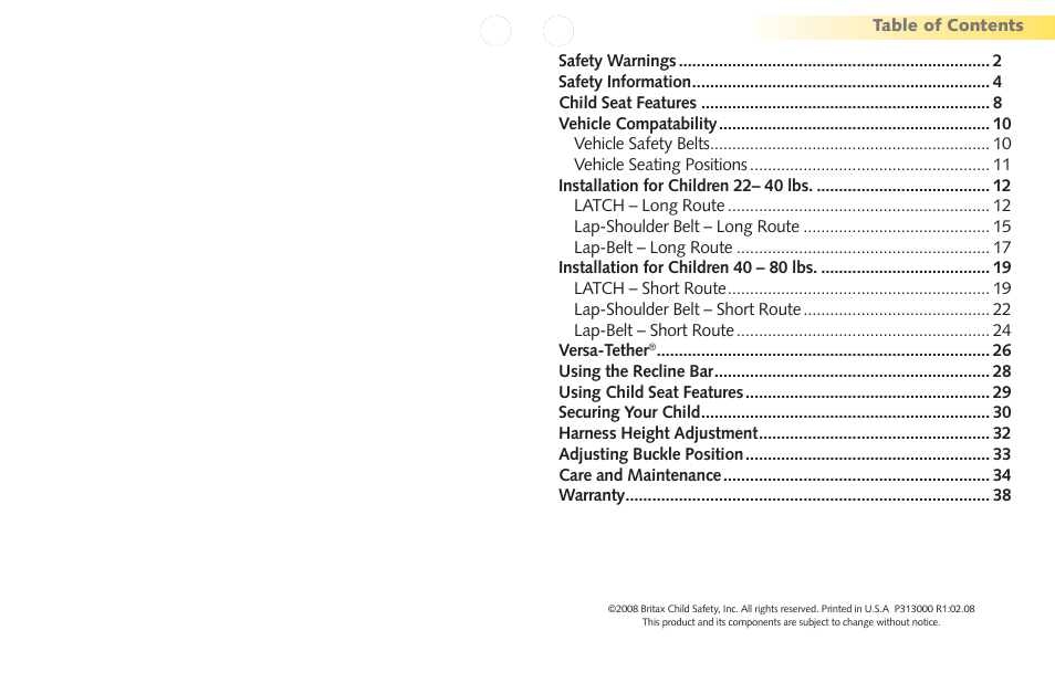 Britax Regent User Manual | Page 2 / 22