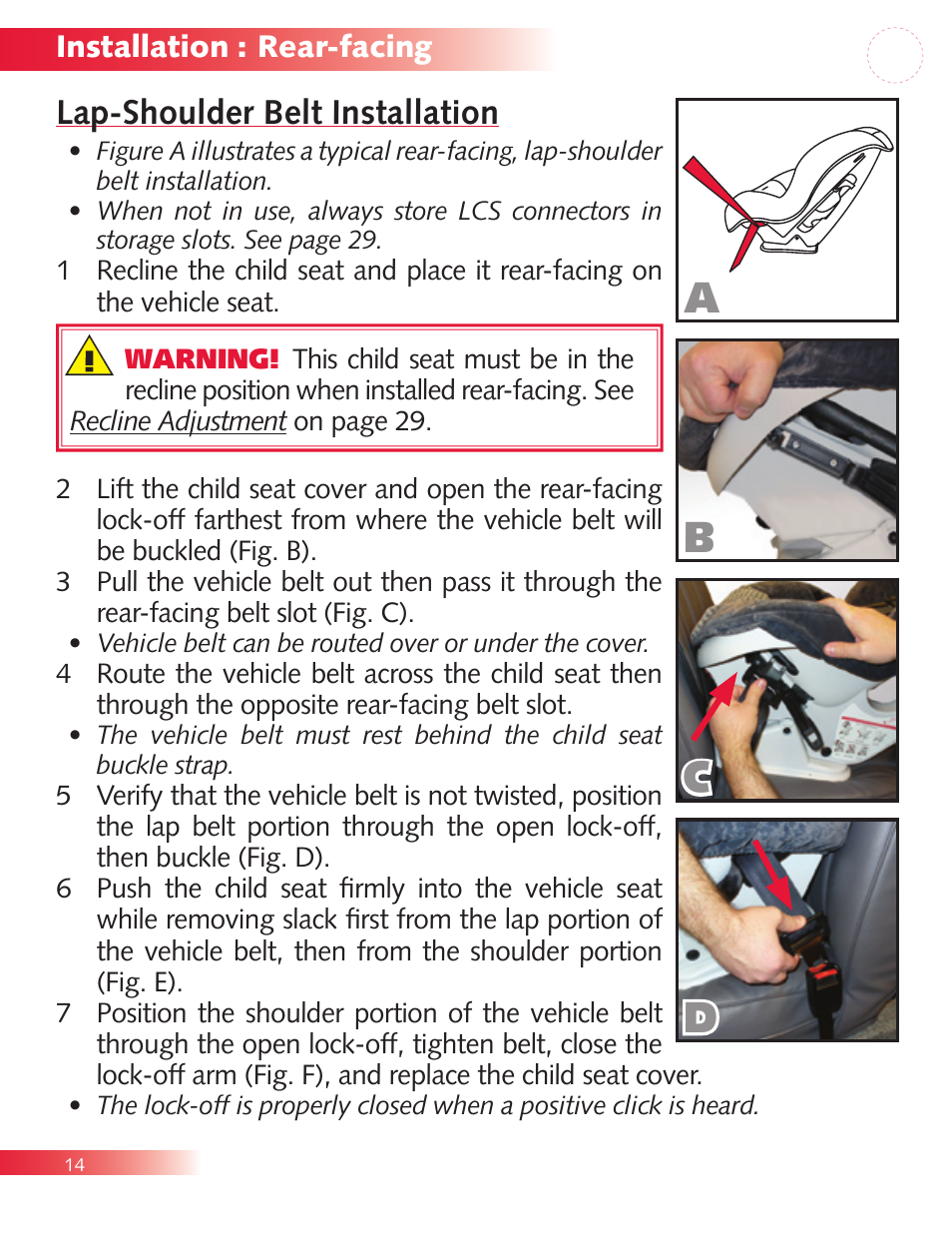 Db c, Lap-shoulder belt installation | Britax Diplomat P321900 User Manual | Page 16 / 40