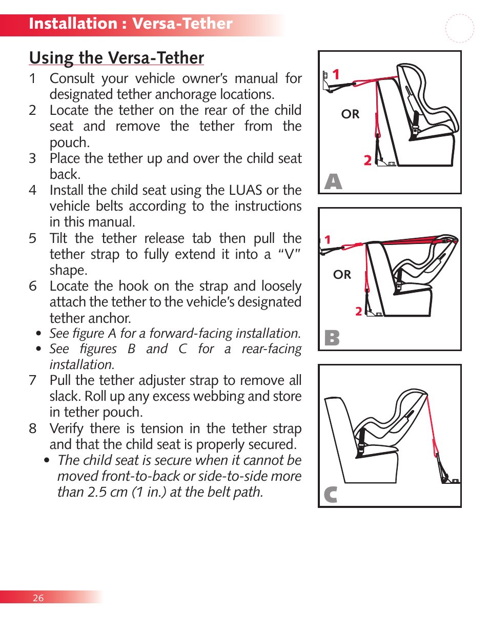 Using the versa-tether | Britax Diplomat P321900 User Manual | Page 28 / 40