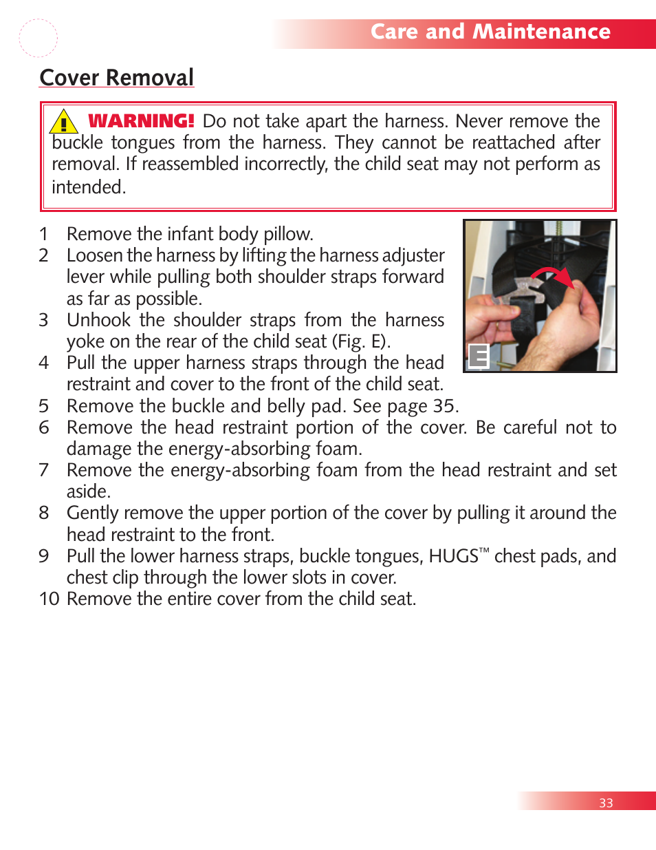 Cover removal | Britax Diplomat P321900 User Manual | Page 35 / 40