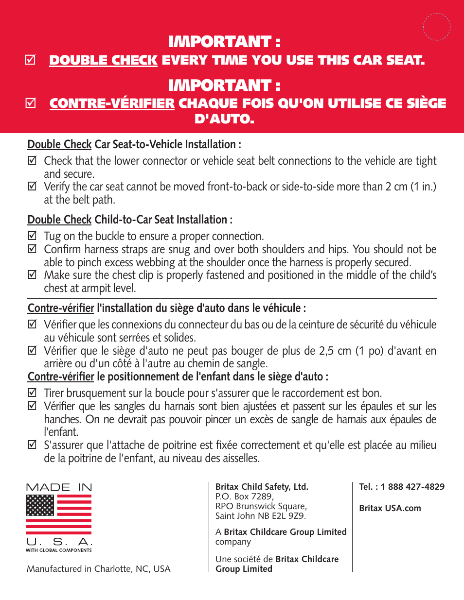Important | Britax Diplomat P321900 User Manual | Page 40 / 40