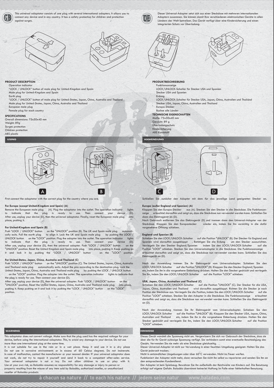 Gb de | Baladeo TRA026 User Manual | Page 2 / 2
