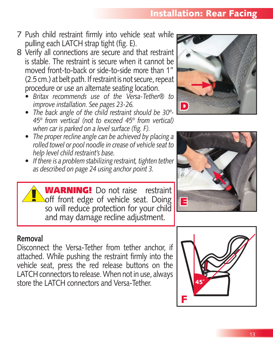 De f | Britax Boulevard User Manual | Page 15 / 44