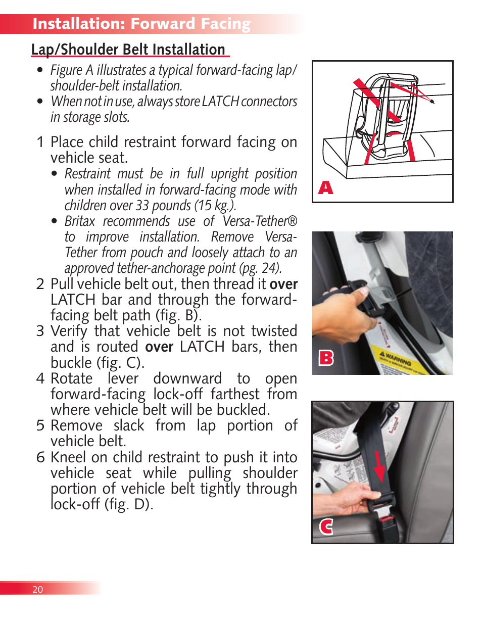 Ab c | Britax Boulevard User Manual | Page 22 / 44
