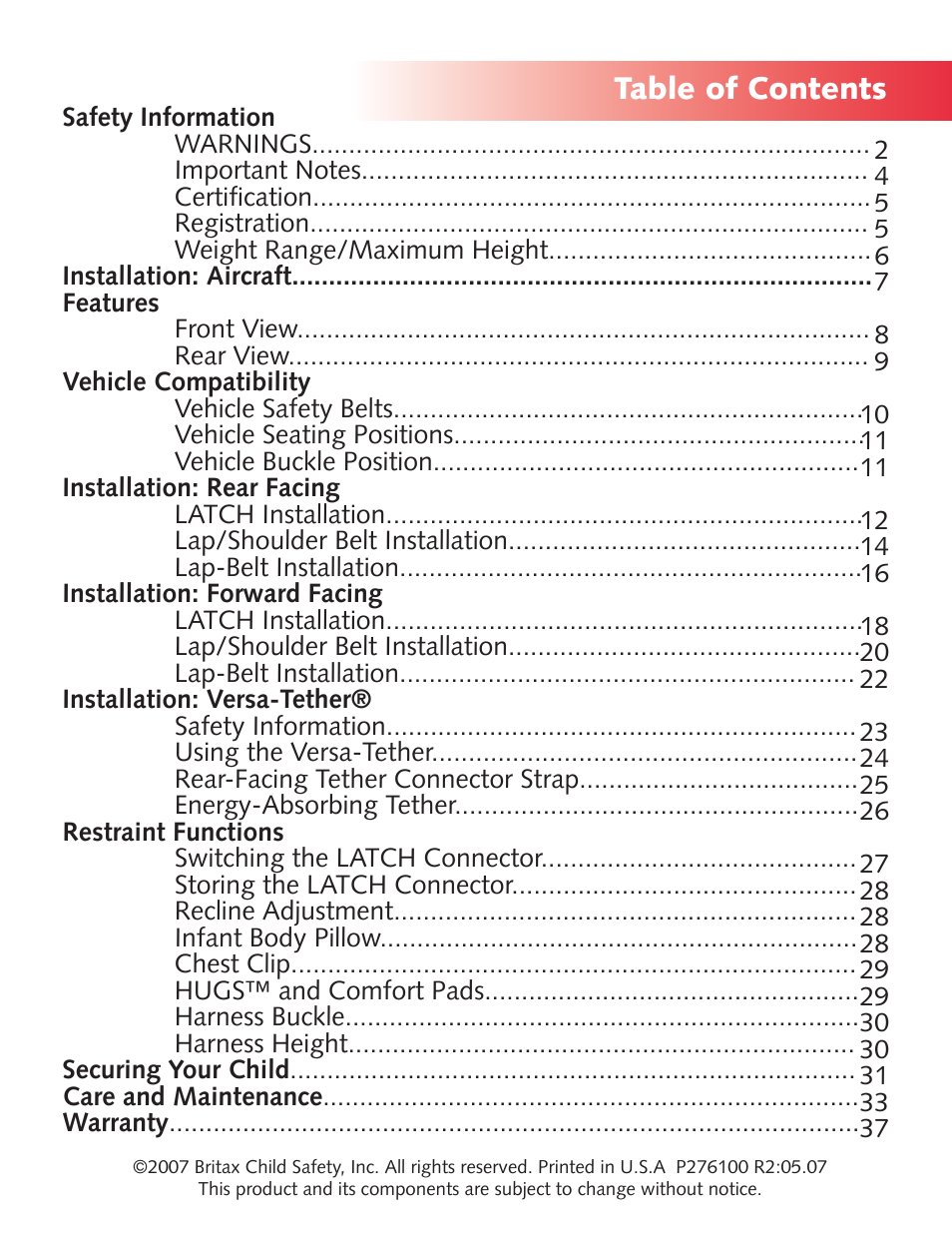 Britax Boulevard User Manual | Page 3 / 44