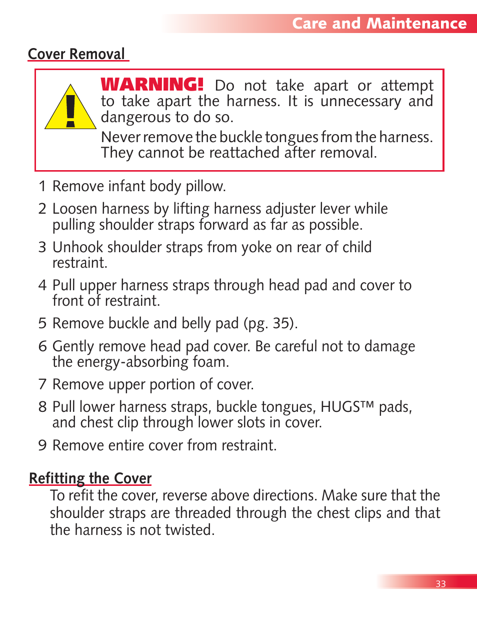 Warning | Britax Boulevard User Manual | Page 35 / 44