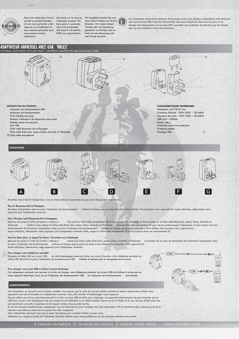 Baladeo TRA027 User Manual | 2 pages