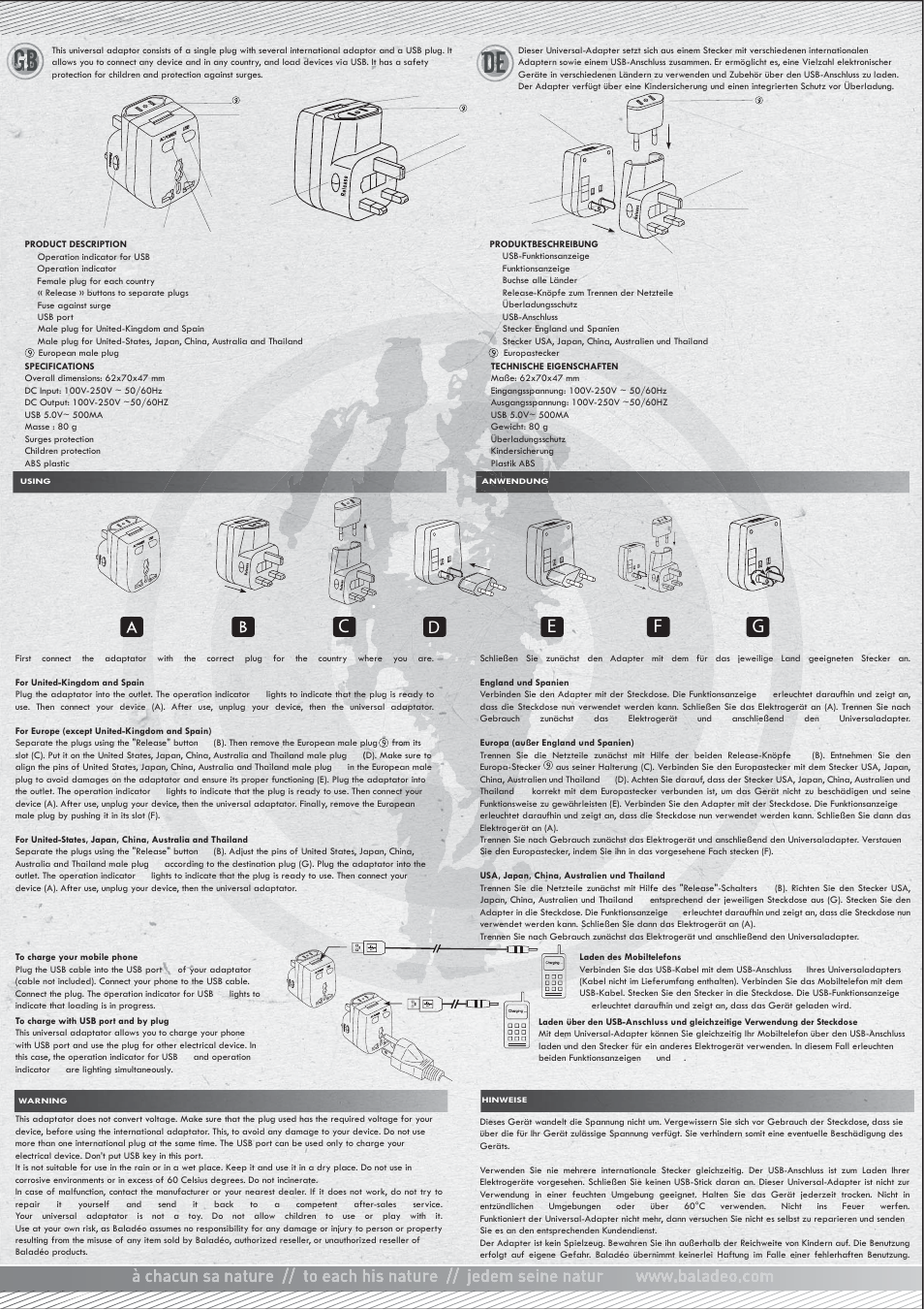 Gb de, Ef g | Baladeo TRA027 User Manual | Page 2 / 2