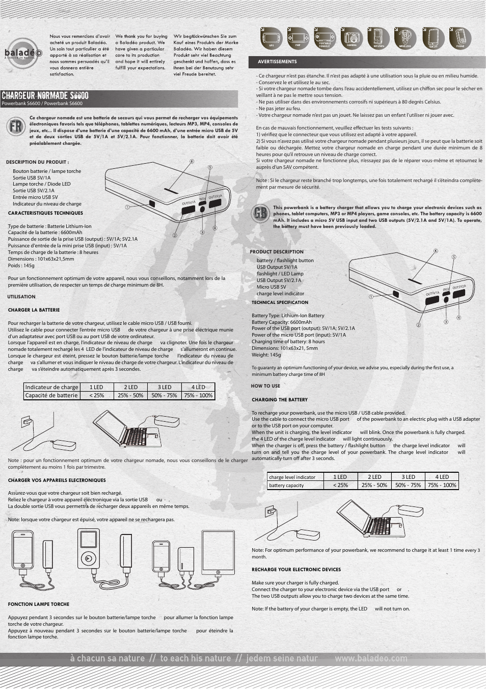 Baladeo PLR904 User Manual | 2 pages
