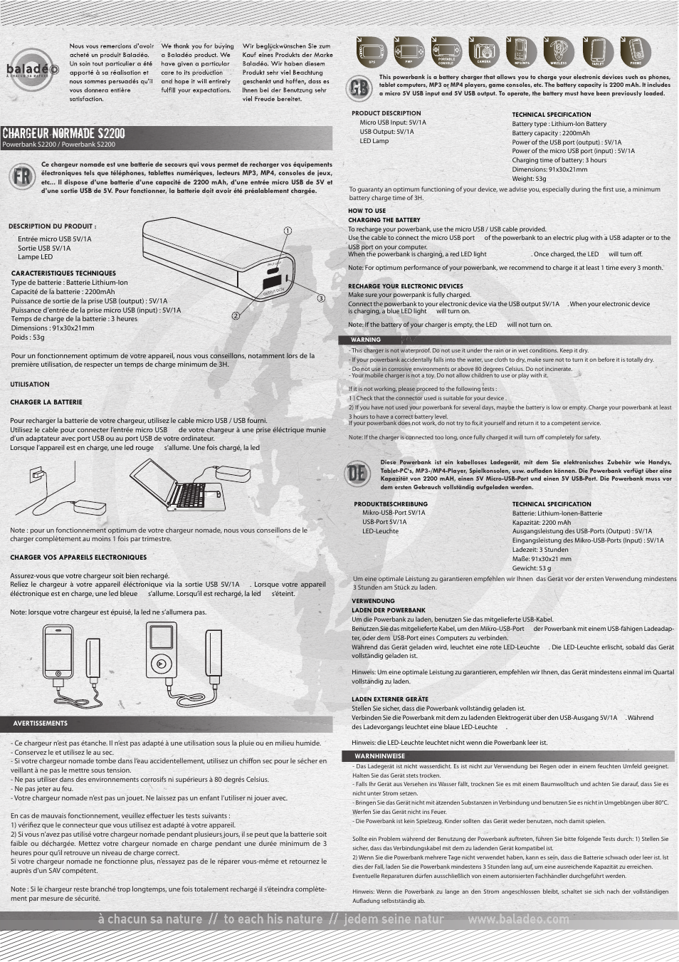 Baladeo PLR903 User Manual | 1 page