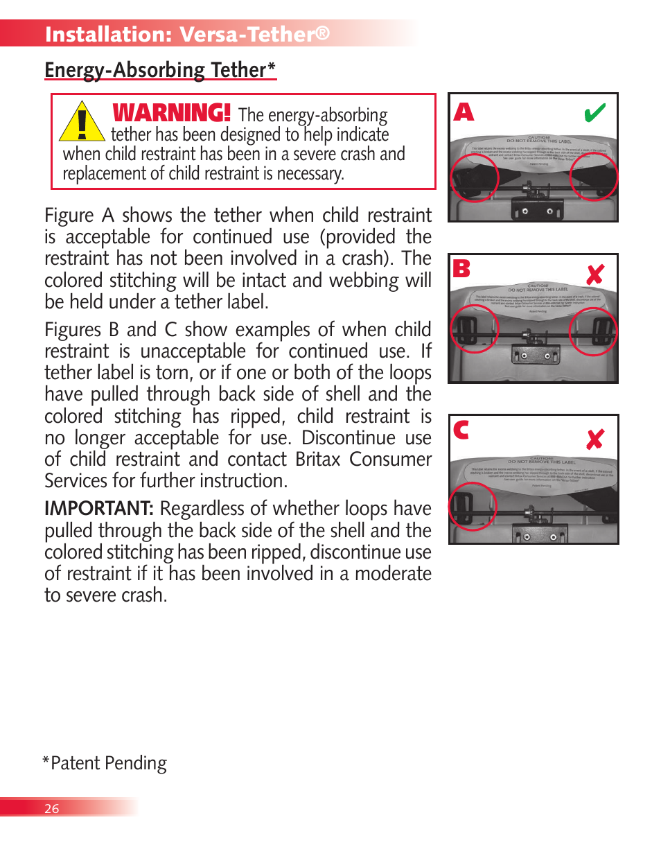 Warning, Ab c | Britax Diplomat User Manual | Page 28 / 42