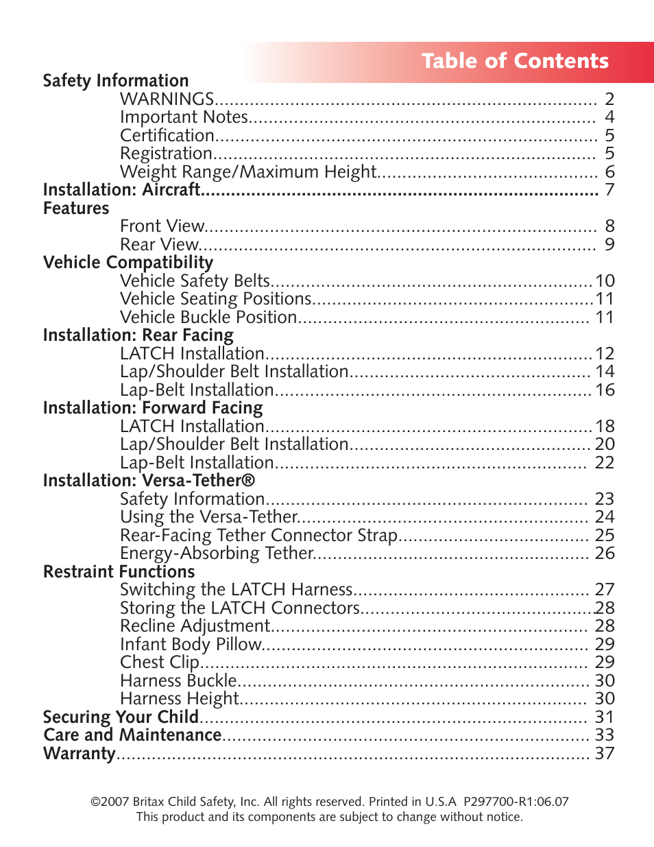 Britax Diplomat User Manual | Page 3 / 42