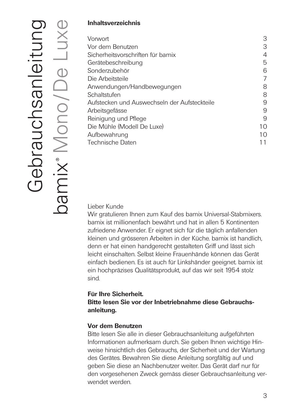 bamix DeLuxe User Manual | Page 3 / 40