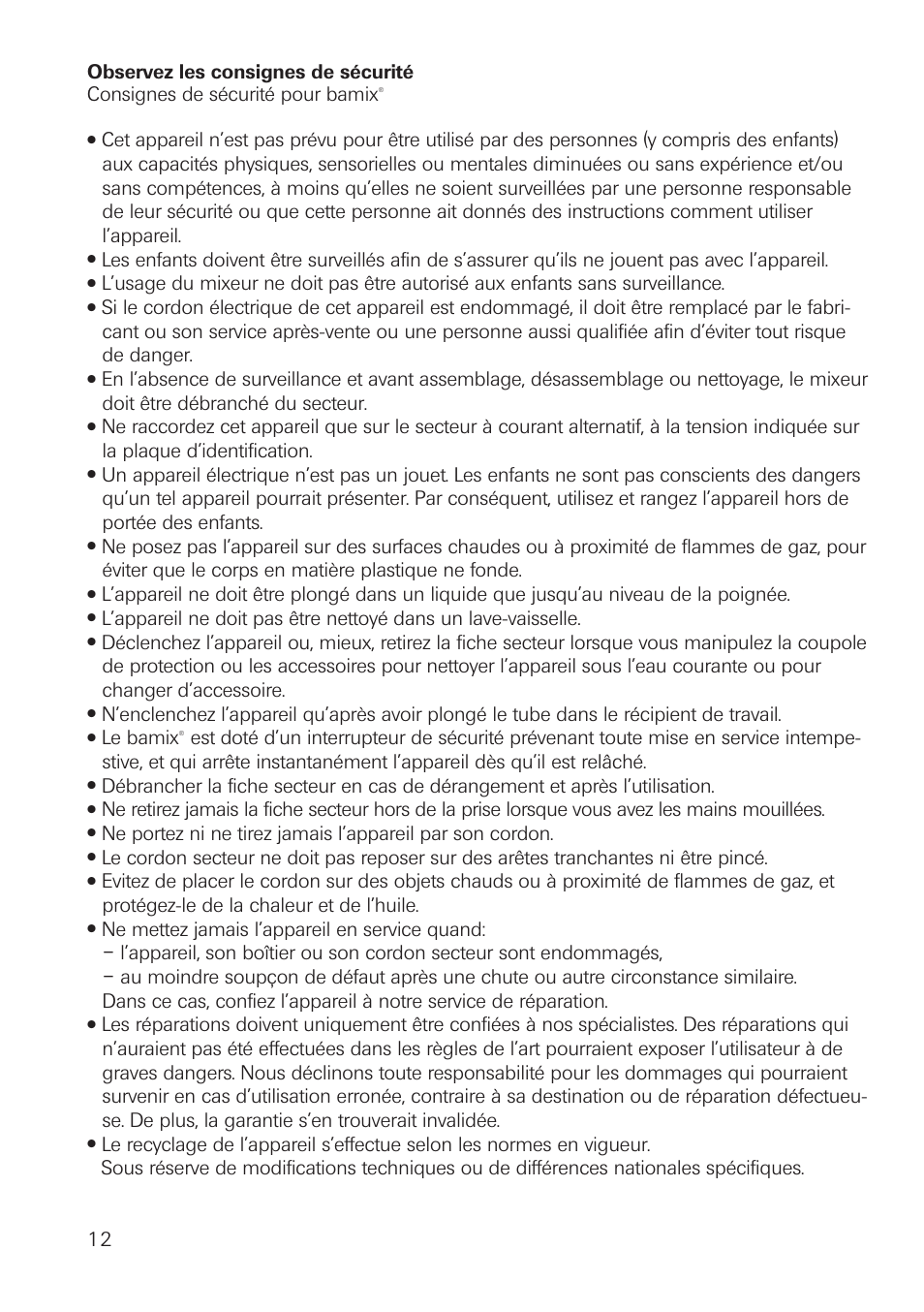 bamix Classic User Manual | Page 12 / 36