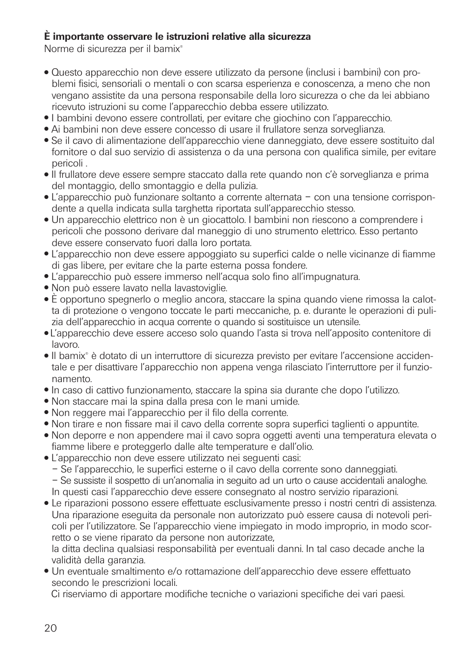 bamix Classic User Manual | Page 20 / 36