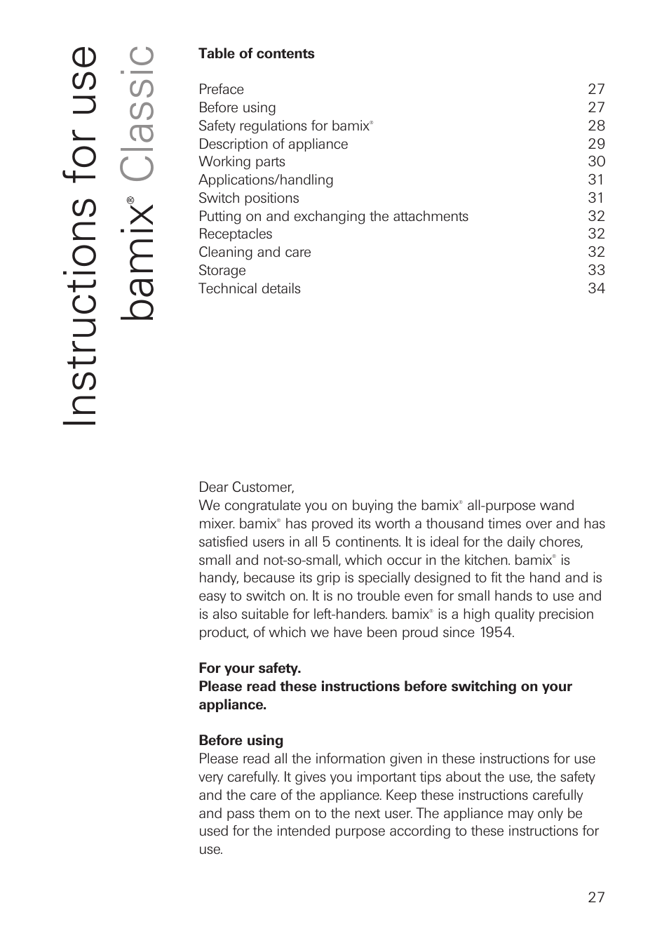 bamix Classic User Manual | Page 27 / 36