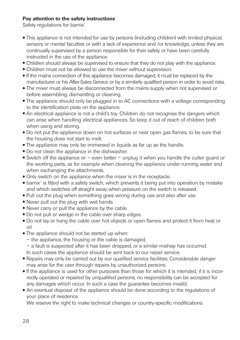 bamix Classic User Manual | Page 28 / 36