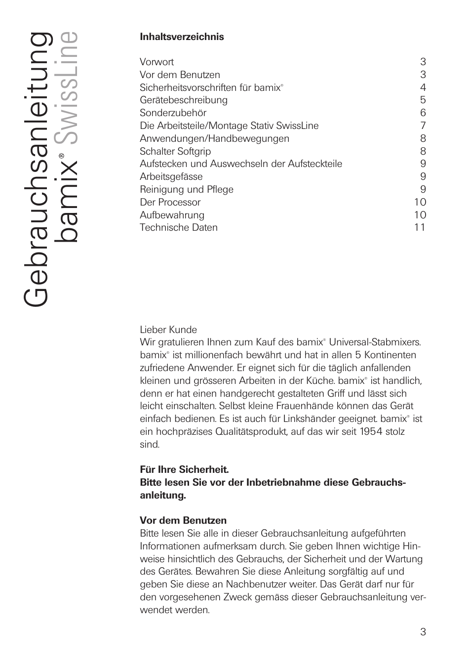 bamix SwissLine User Manual | Page 3 / 40