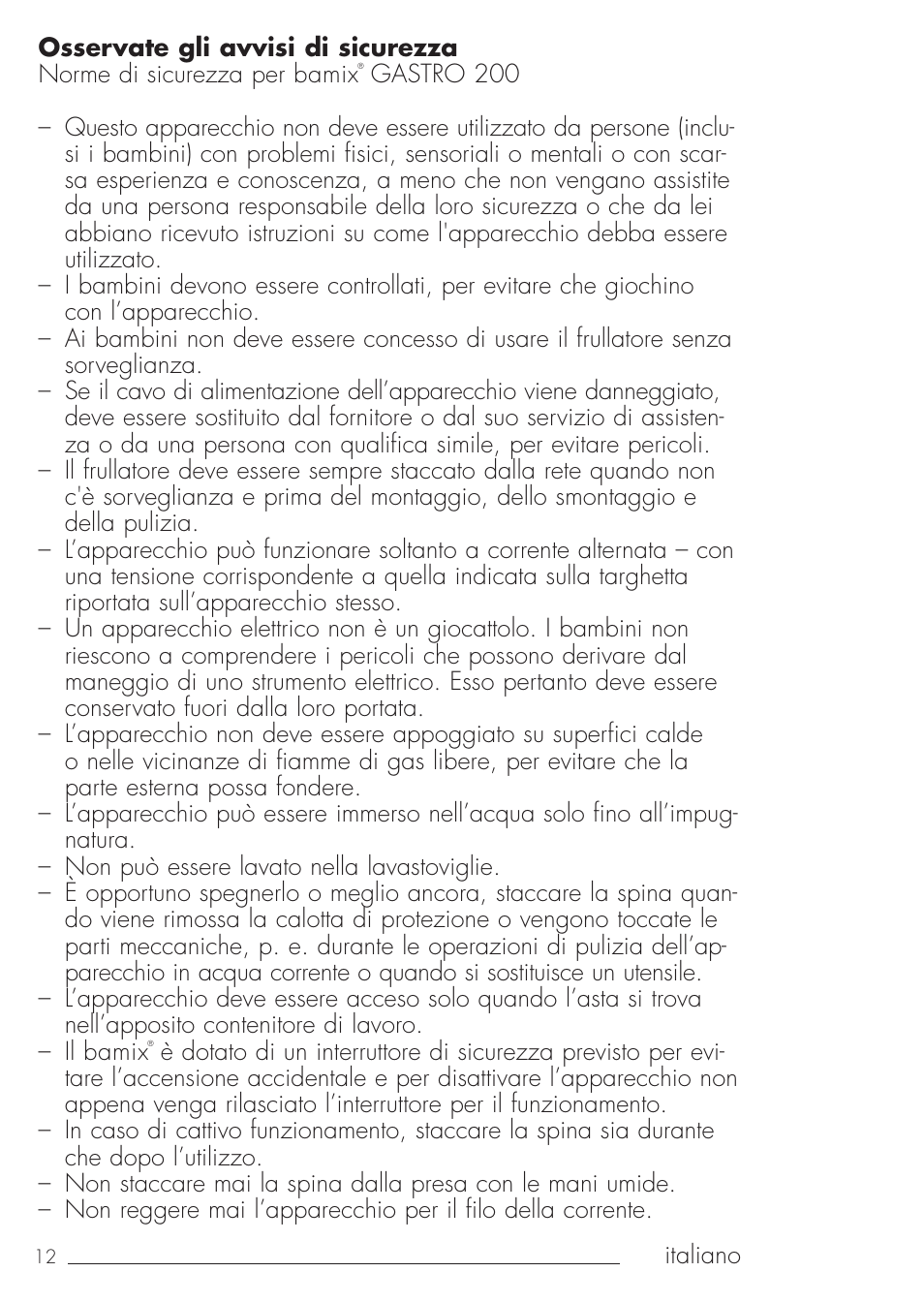 bamix Gastro 200 User Manual | Page 12 / 44