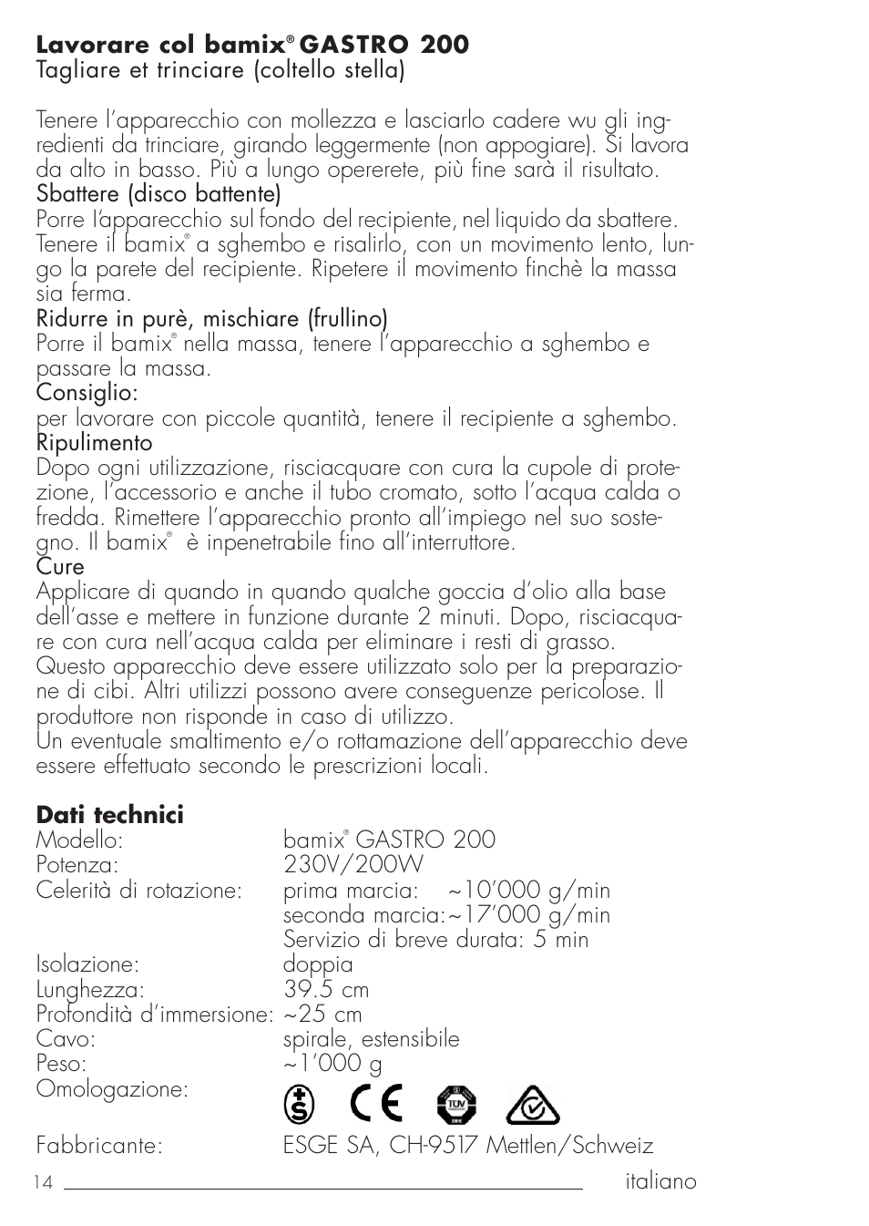 bamix Gastro 200 User Manual | Page 14 / 44