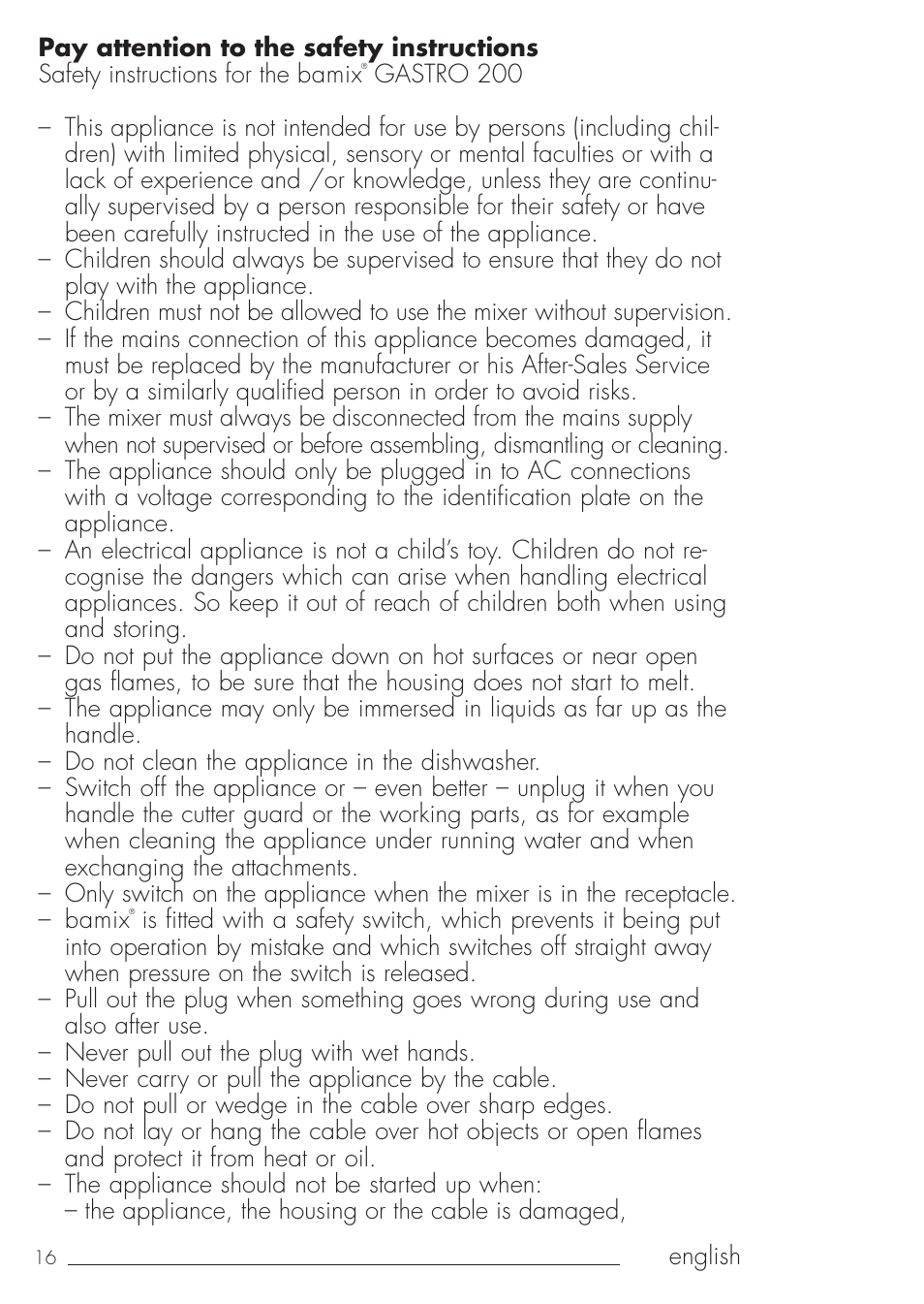 bamix Gastro 200 User Manual | Page 16 / 44