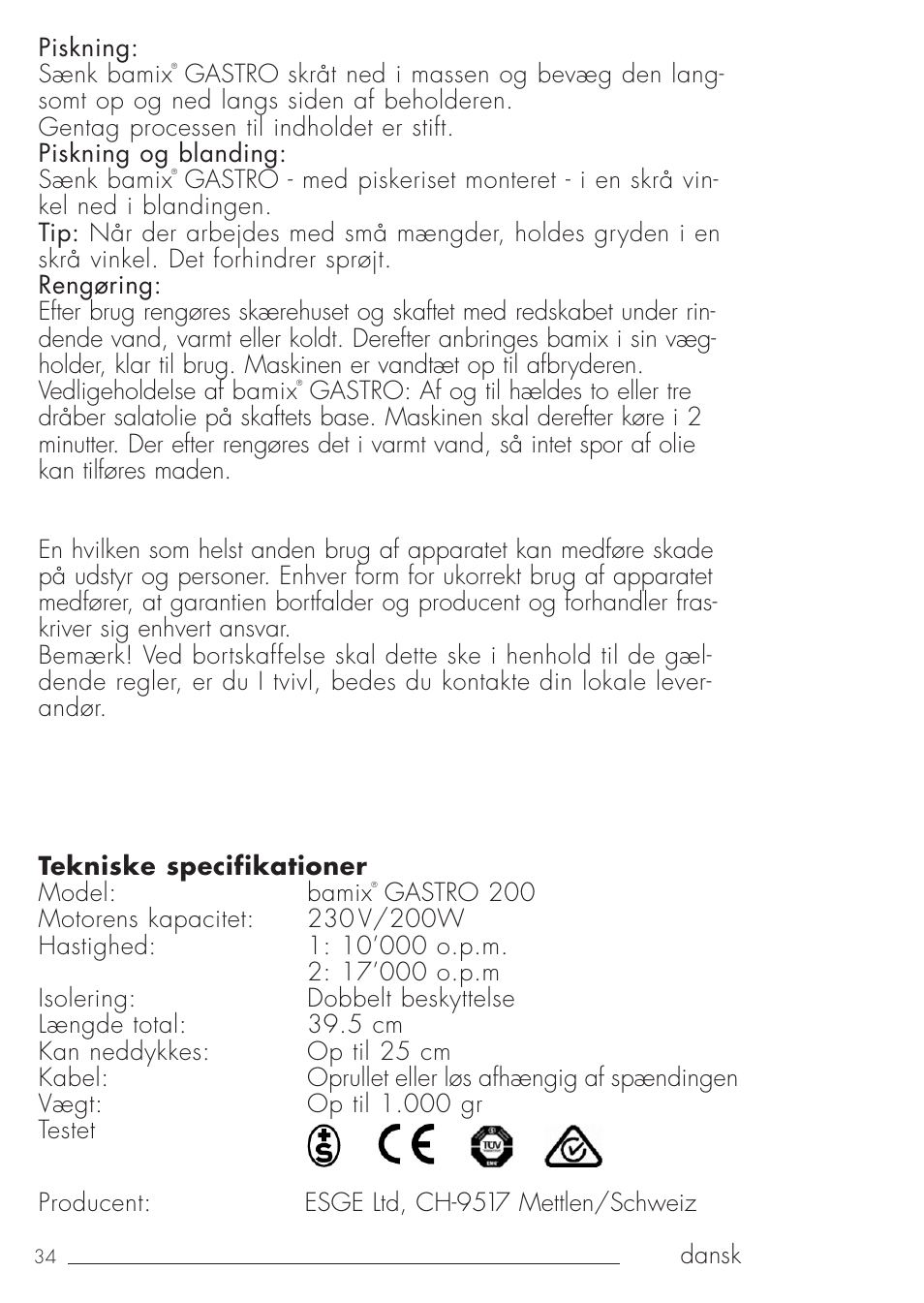 bamix Gastro 200 User Manual | Page 34 / 44