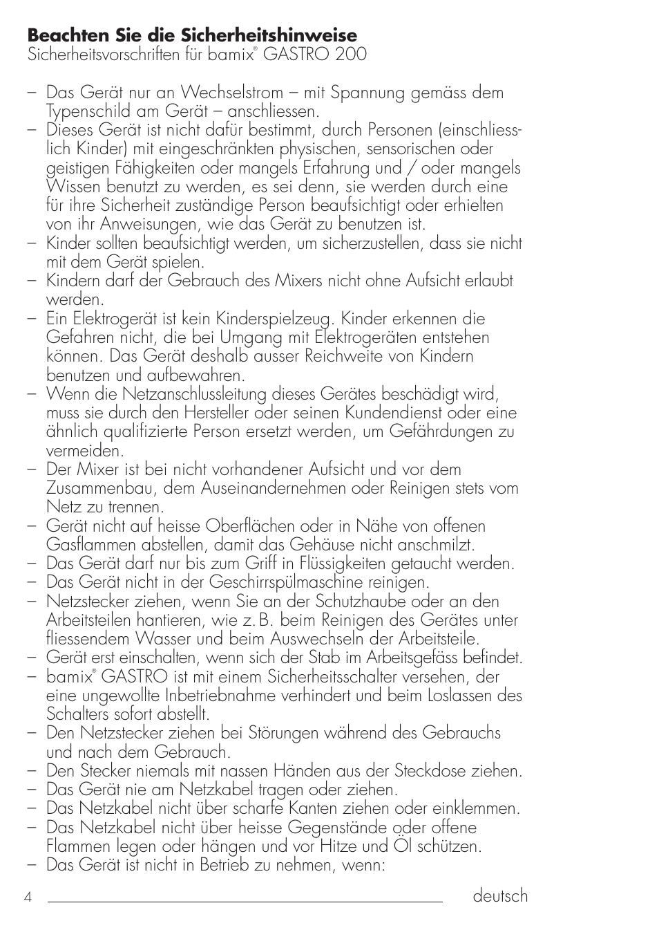 bamix Gastro 200 User Manual | Page 4 / 44