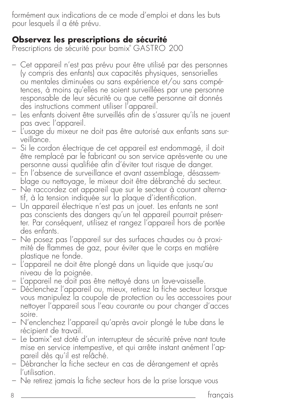 bamix Gastro 200 User Manual | Page 8 / 44