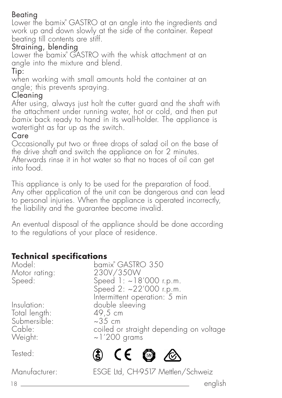 bamix Gastro 350 User Manual | Page 18 / 44