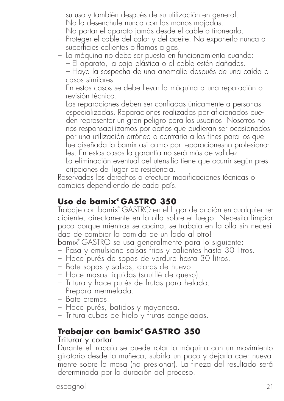 bamix Gastro 350 User Manual | Page 21 / 44