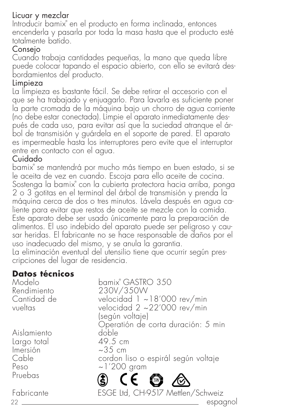 bamix Gastro 350 User Manual | Page 22 / 44